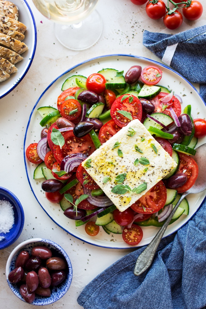 greek salad vegan feta lunch