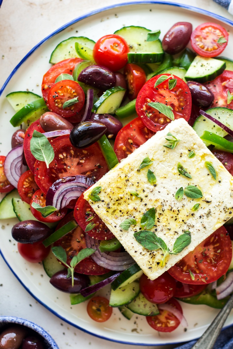 greek salad vegan feta sharing platter