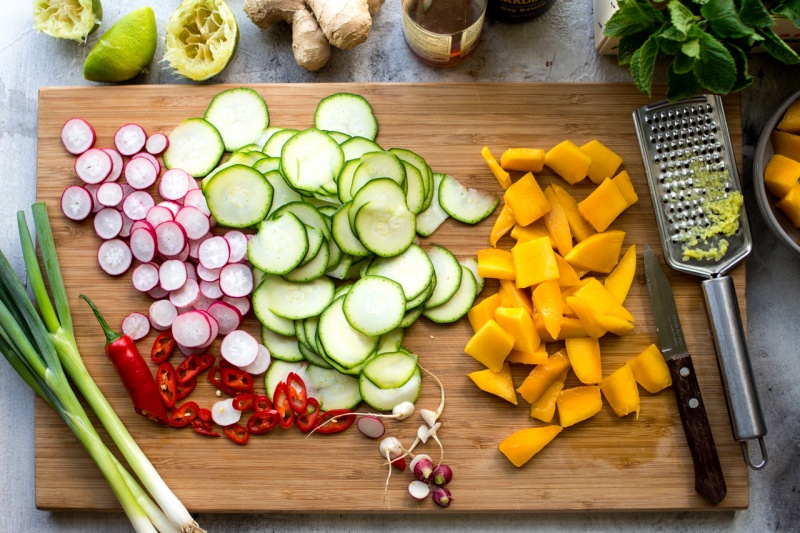 mango zucchini salad slicing