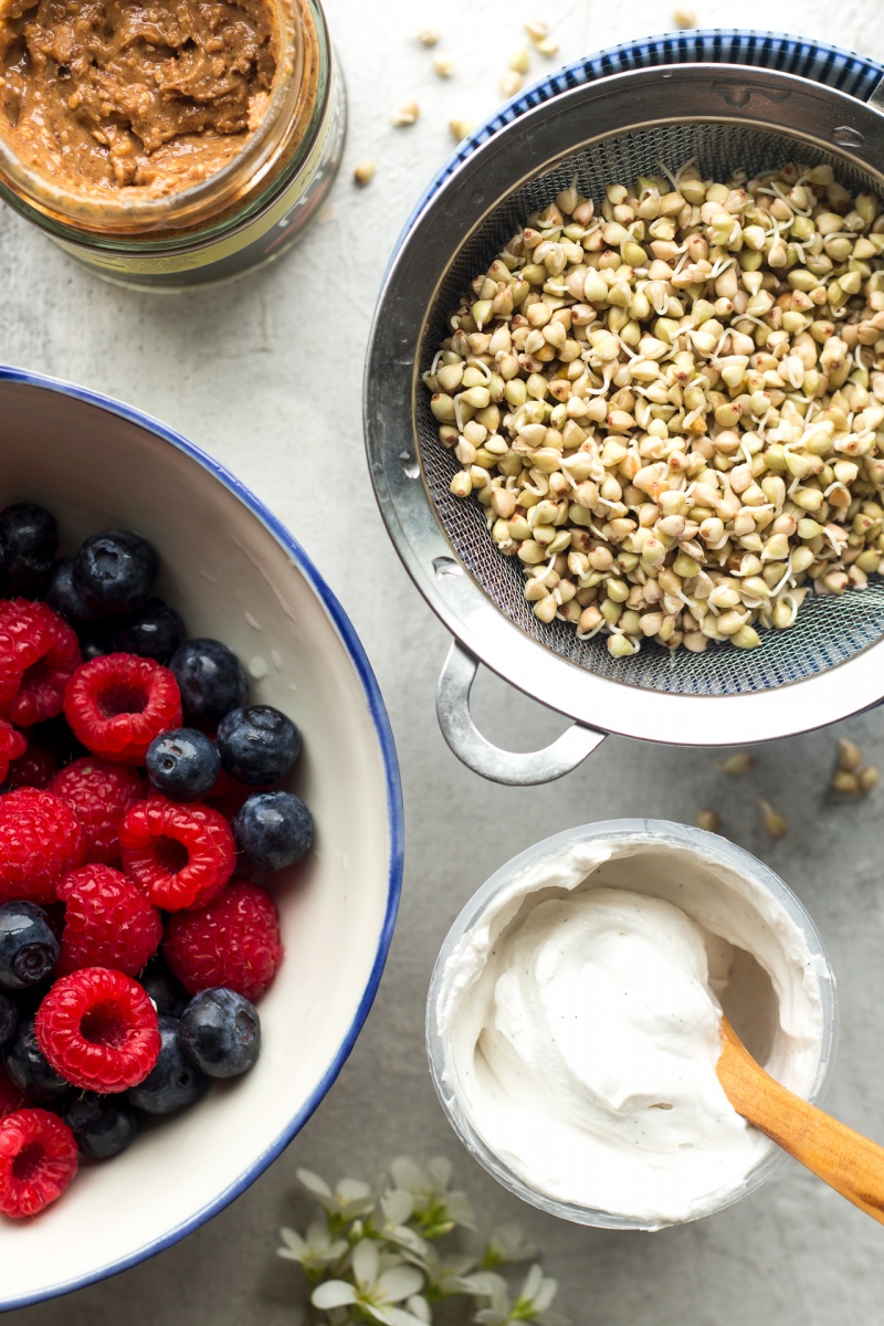 sprouted buckwheat breakfast bowl ingredients