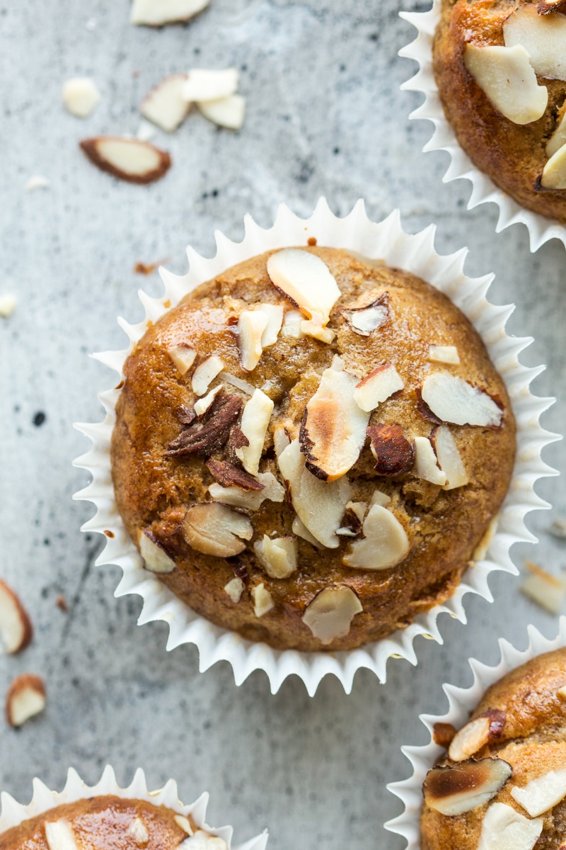 vegan banana bread muffins close up