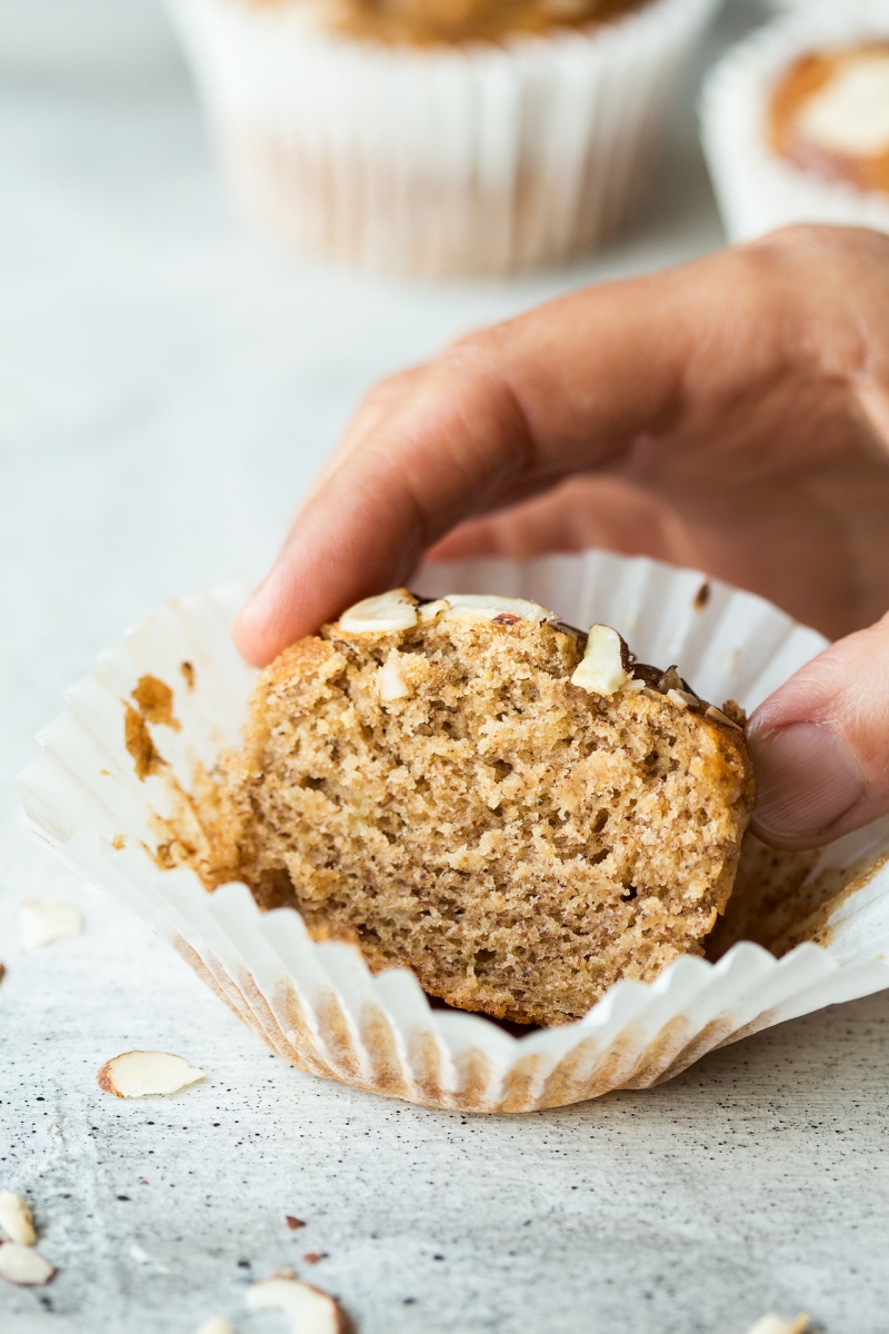 vegan banana bread muffins cross section