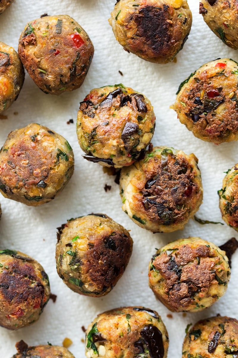 lemongrass aubergine neatballs fried