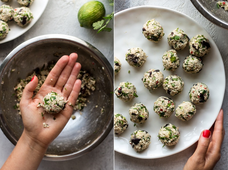 lemongrass aubergine neatballs rolling balls