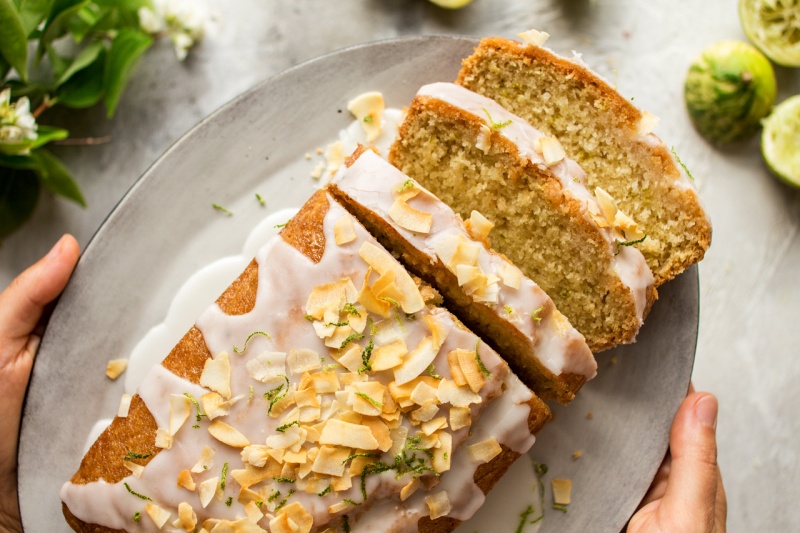 lime drizzle cake slices