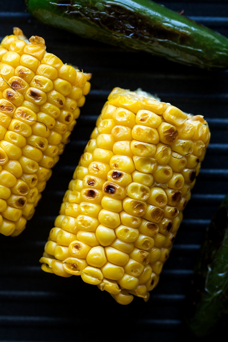 mexican lunch bowl grilling corn jalapenos