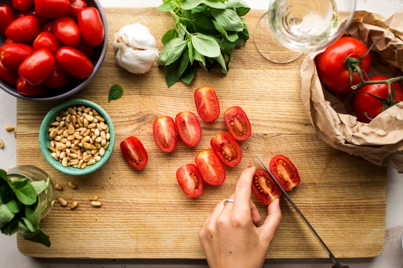 roasted tomato pasta prep