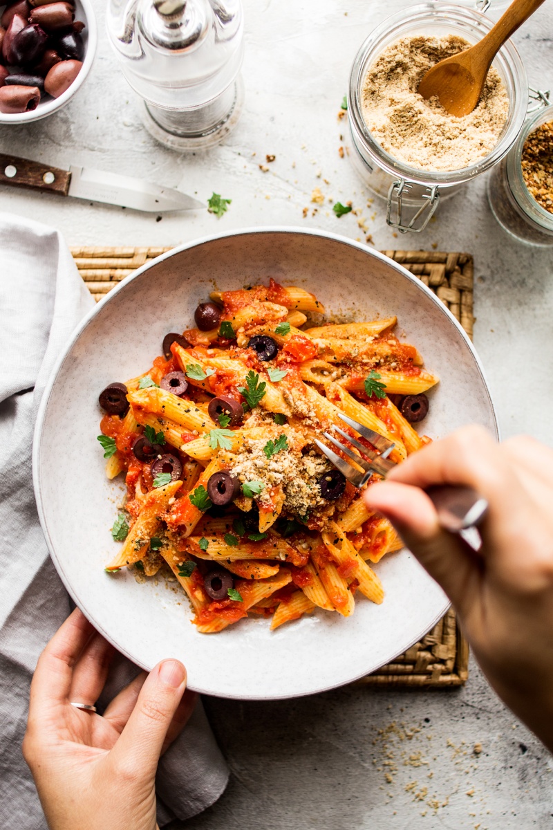 arrabbiata vegan parmesan portion