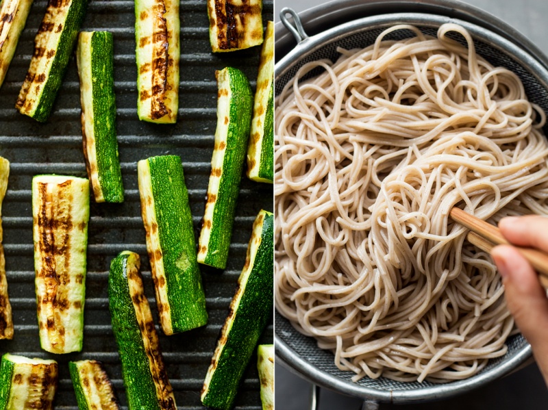 cold soba noodles cooked ingredients