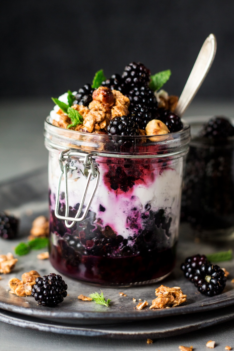 granola pots blackberries