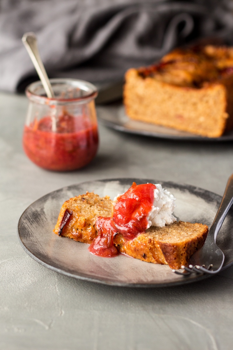 spiced plum loaf slice