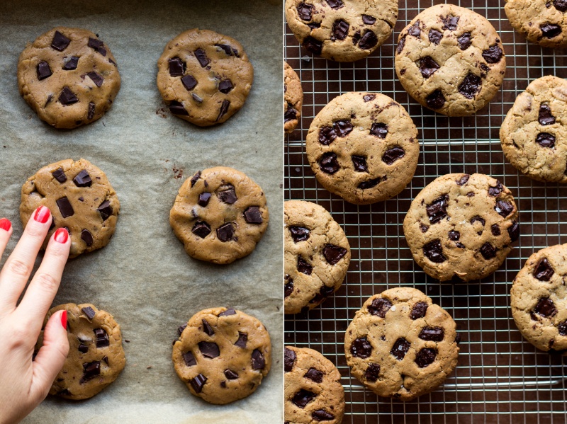 vegan chocolate chip cookies before after