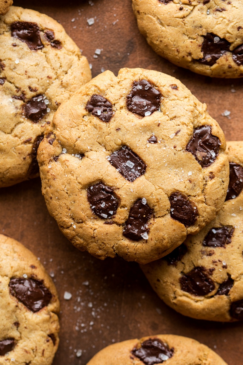 vegan chocolate chip cookies macro stacked