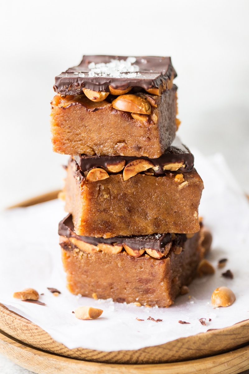 vegan peanut fudge stacked