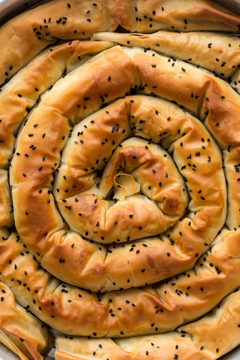 vegan spanakopita close up