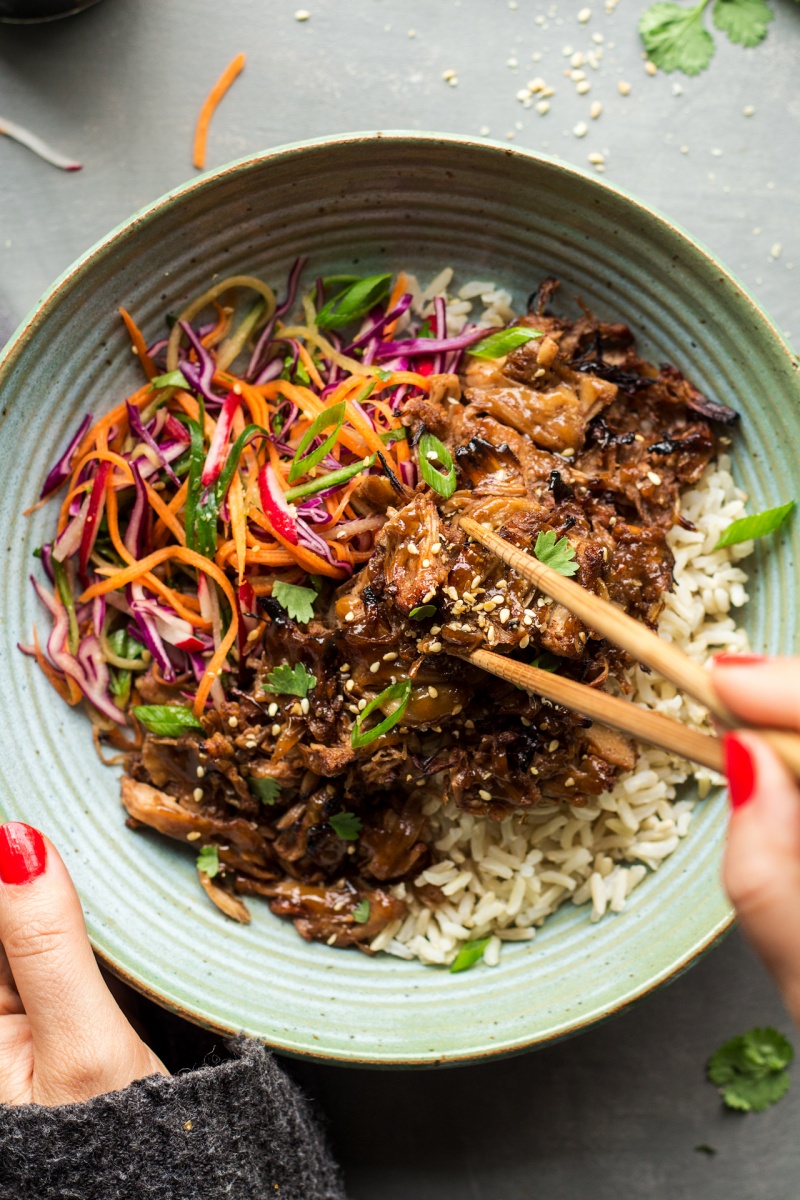 pulled jackfruit bowl close up