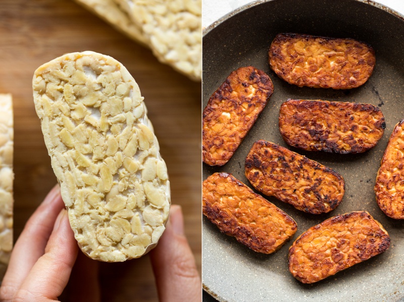 vegan gado gado salad tempeh before after