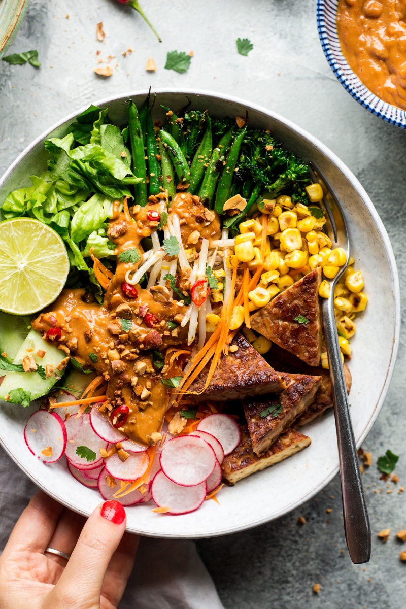 vegan gado gado salad tempeh portion