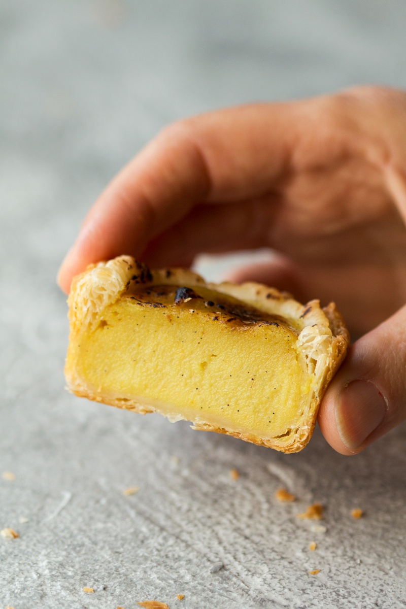 vegan portuguese custard tarts cross section