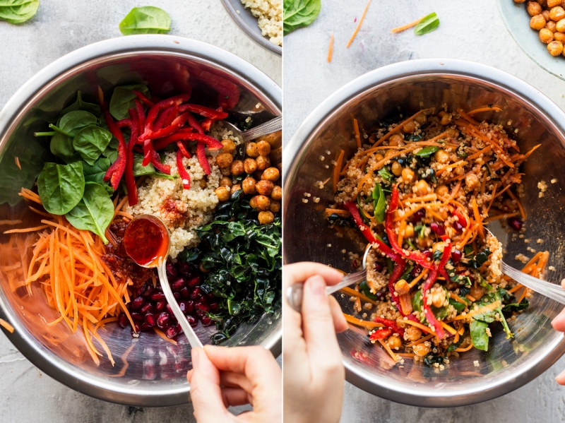 carrot harissa salad making