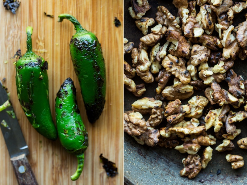 vegan lentil chilli ingredients charred