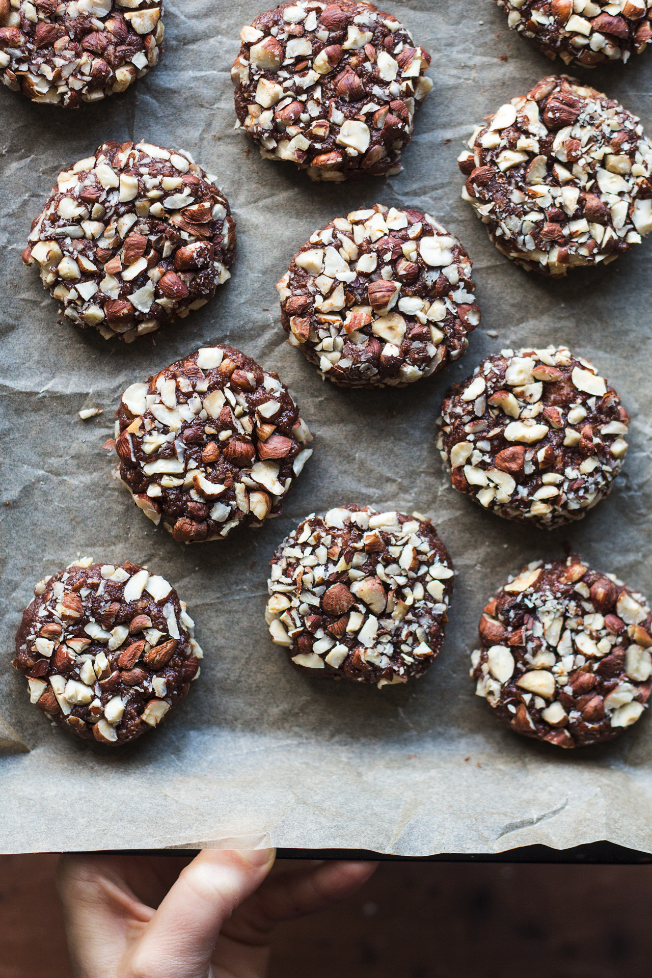 chocolate hazelnut cookies before baking