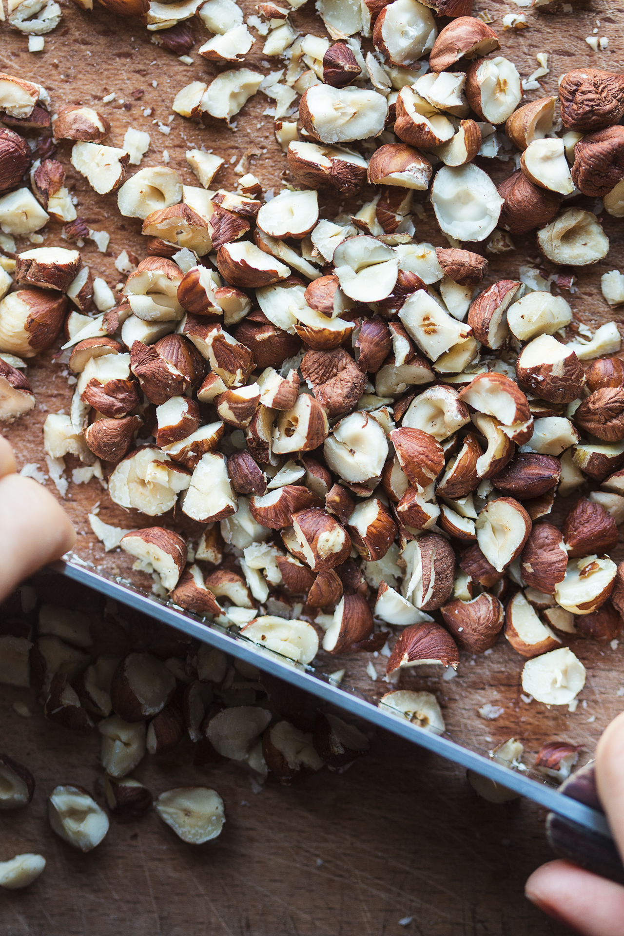 chocolate hazelnut cookies hazelnuts chopping