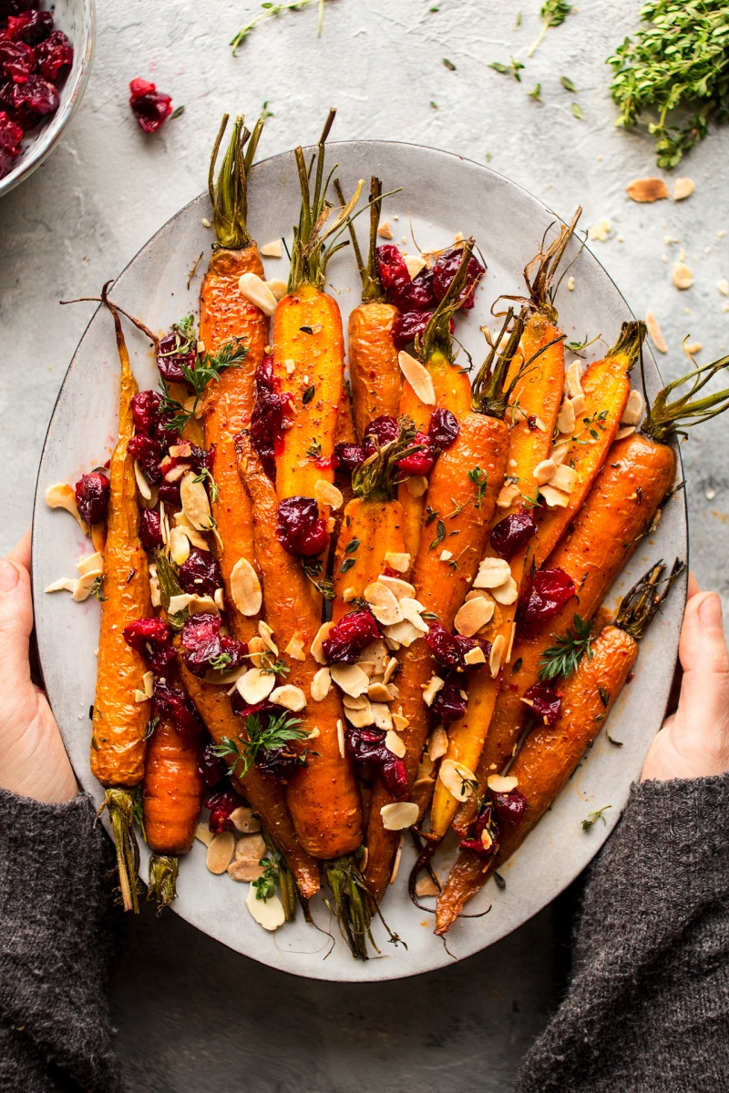 Maple Roasted Carrots with Cranberries - Super Bowl Snacks
