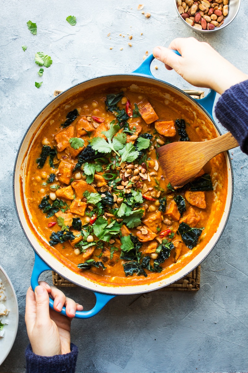 vegan peanut curry ready