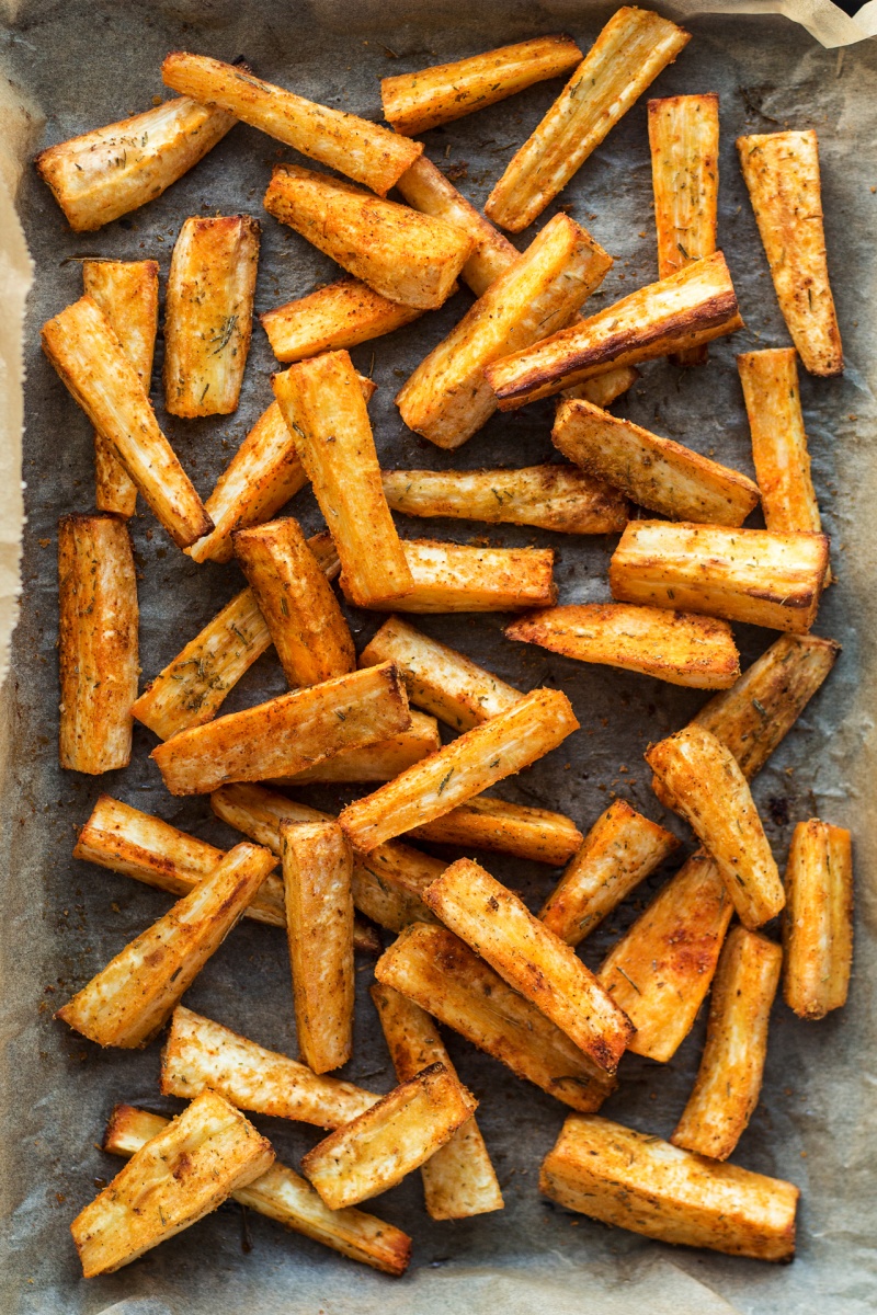 vegan parmesan parsnips done