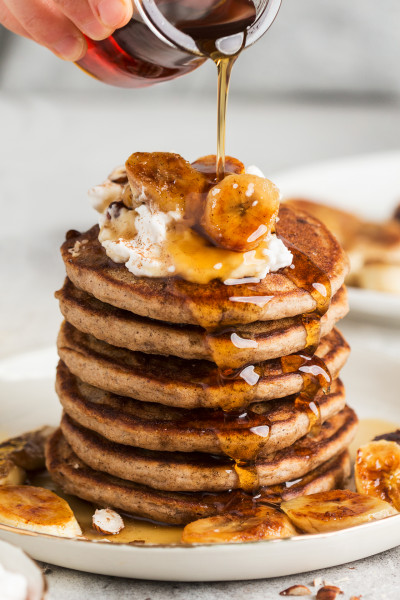 vegan banana pancakes stack