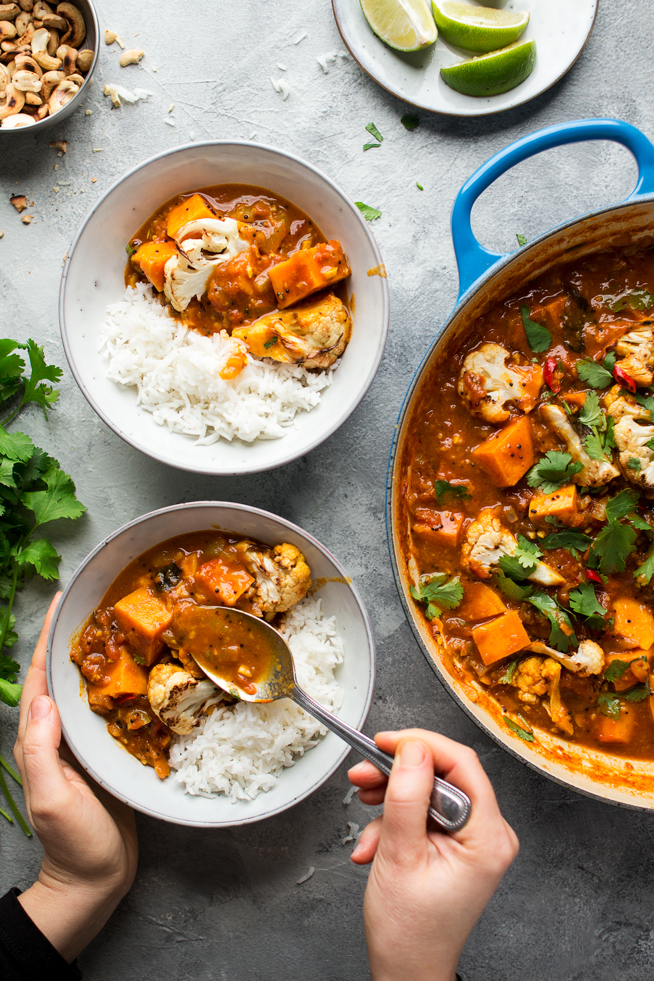 vegan sweet potato curry plating