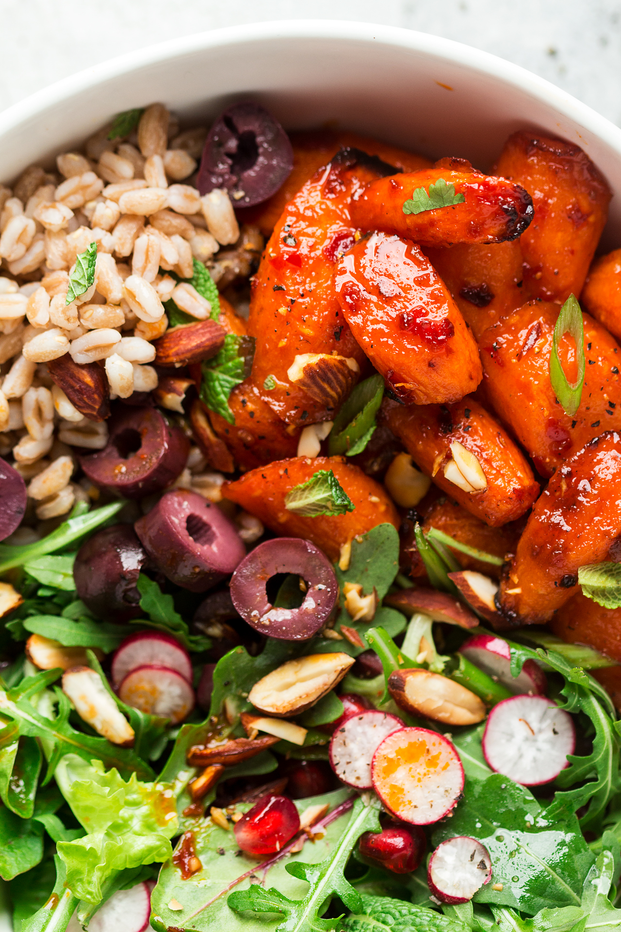 winter vegan bowl roasted carrots macro