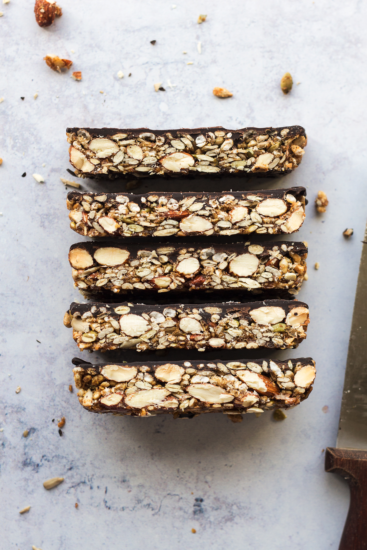 chocolate nut bars marble stack