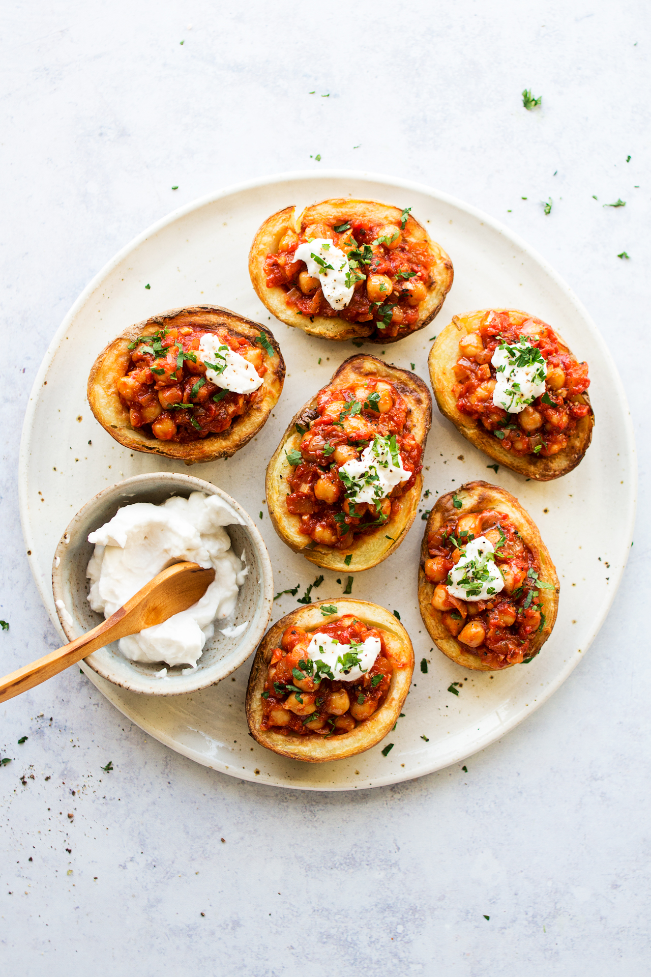 vegan potato skins plate