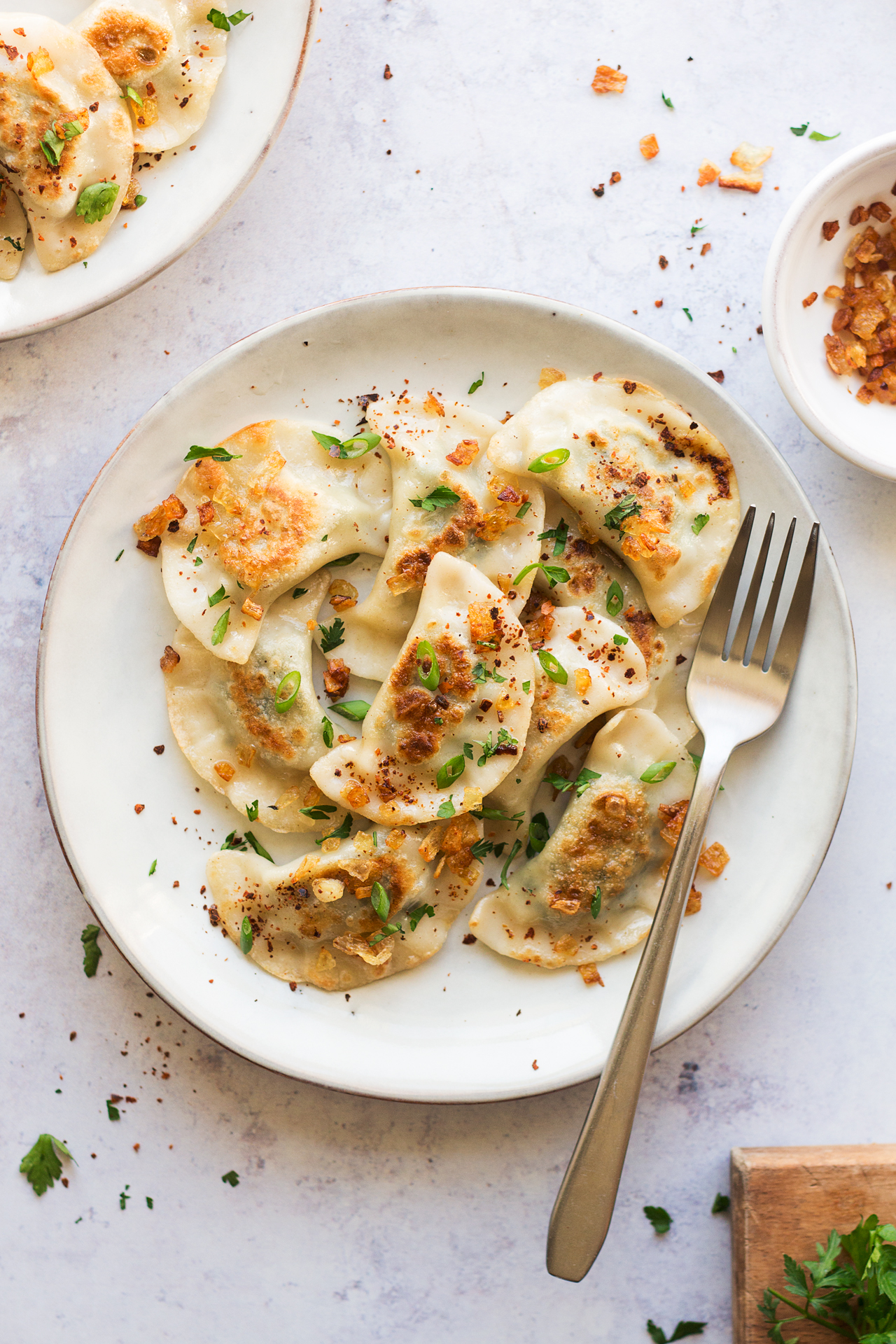 vegan spinach ricotta pierogi portion