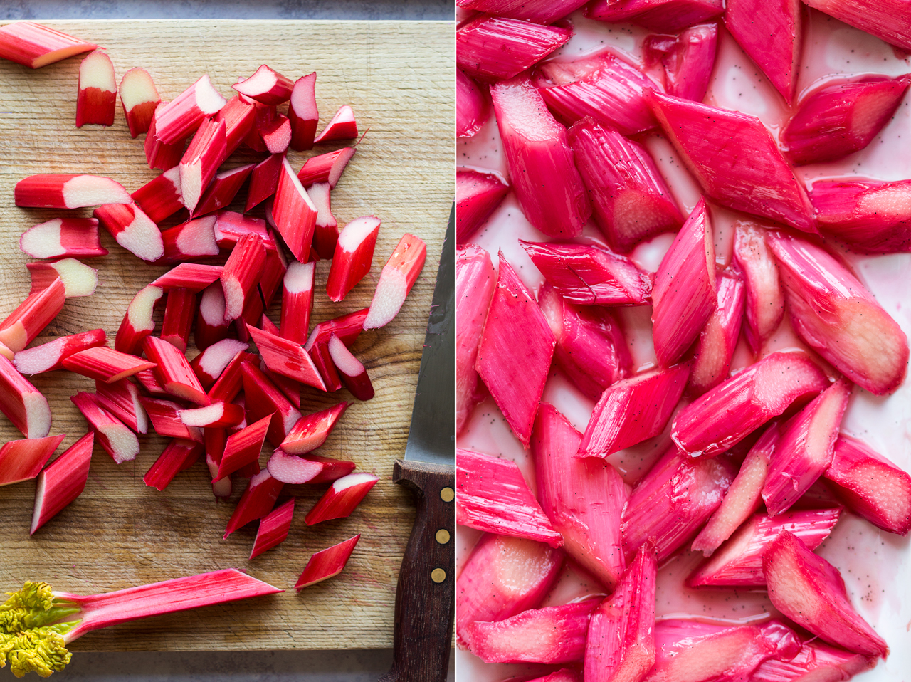 buckwheat crepes cashew cream rhubarb prep