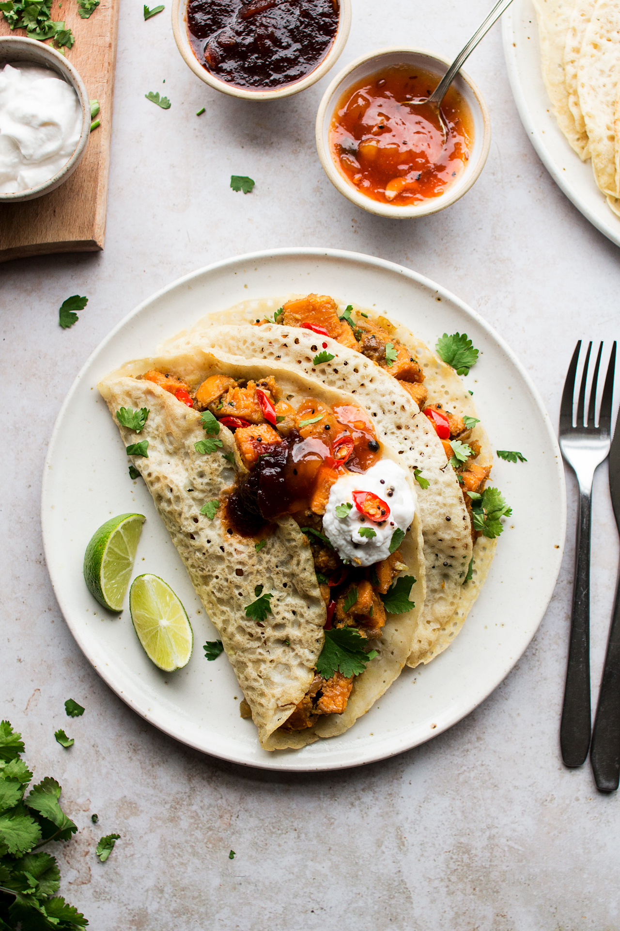 sweet potato dosa plate