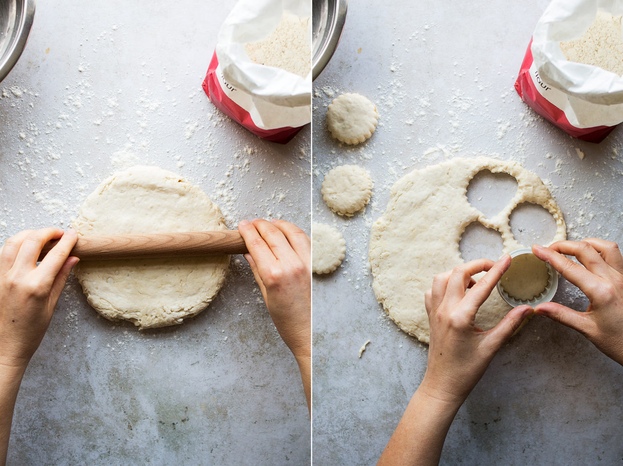 vegan scones cutting