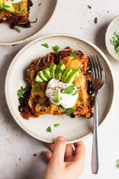 sweet potato black bean bake portion