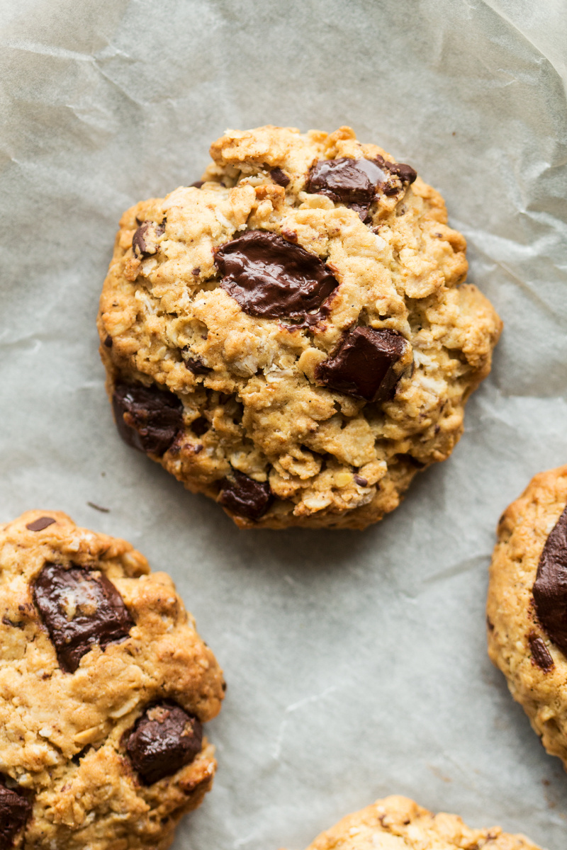 Vegan Oat Cookies With Chocolate And Peanut Butter Lazy Cat Kitchen