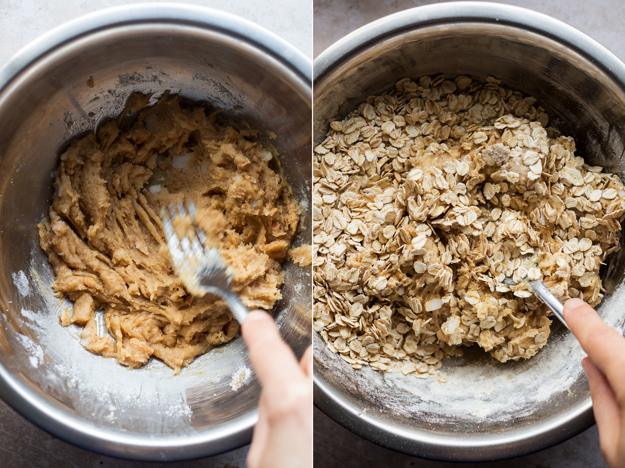 vegan oat cookies mixing