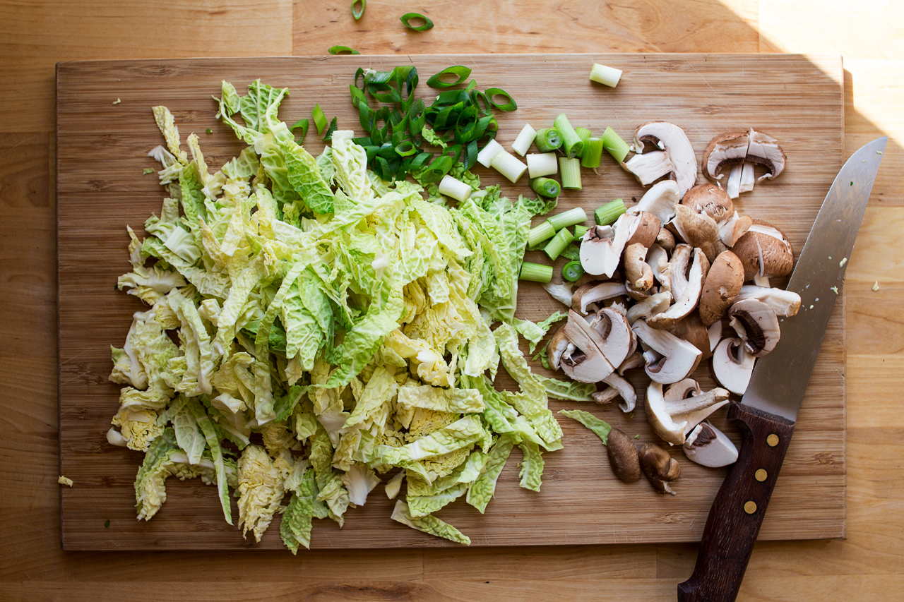 vegan udon noodles ingredients chopped