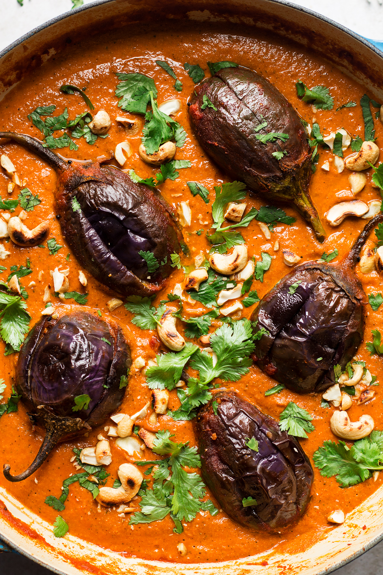 vegan aubergine curry close up