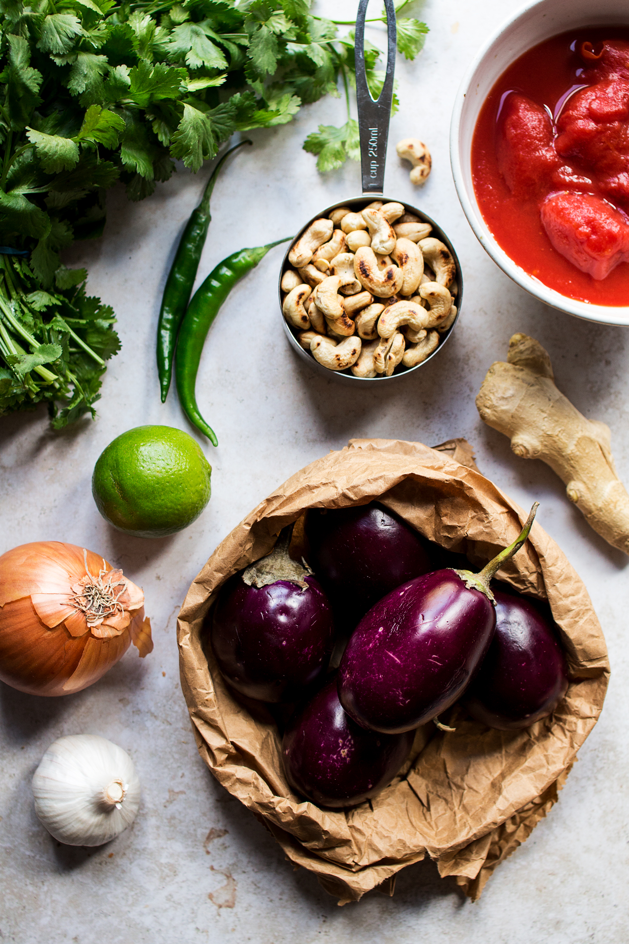 vegan aubergine curry ingredients