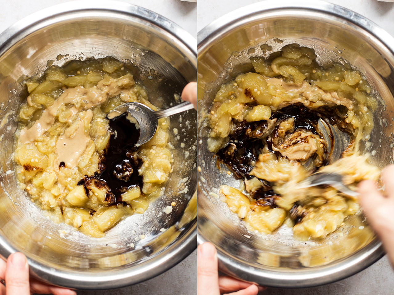 vegan baba ganoush making