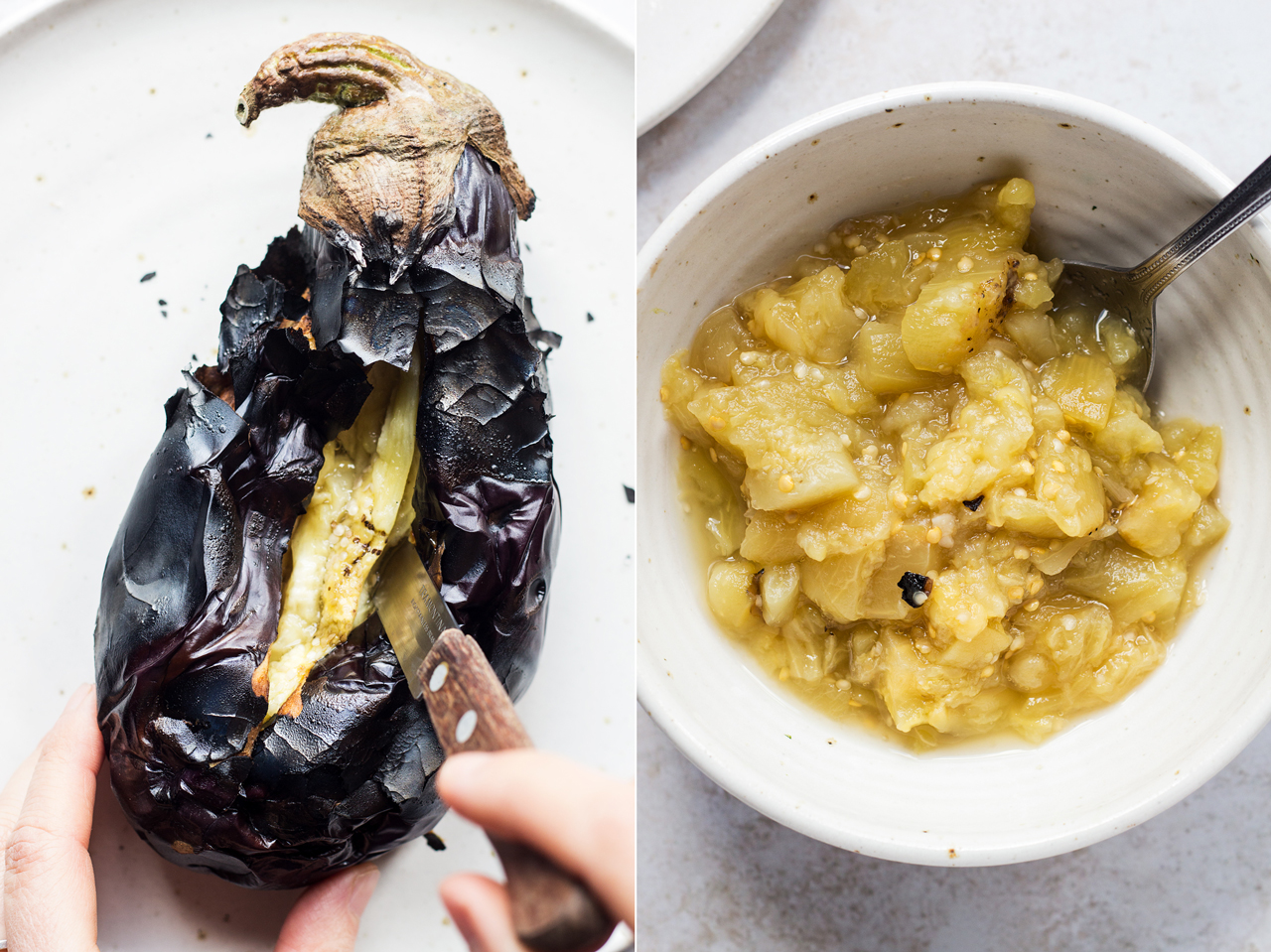 vegan baba ganoush roasting