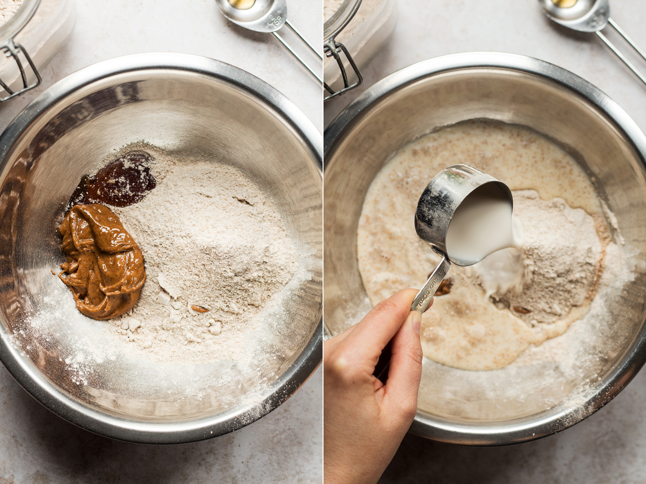 vegan buckwheat pancakes making