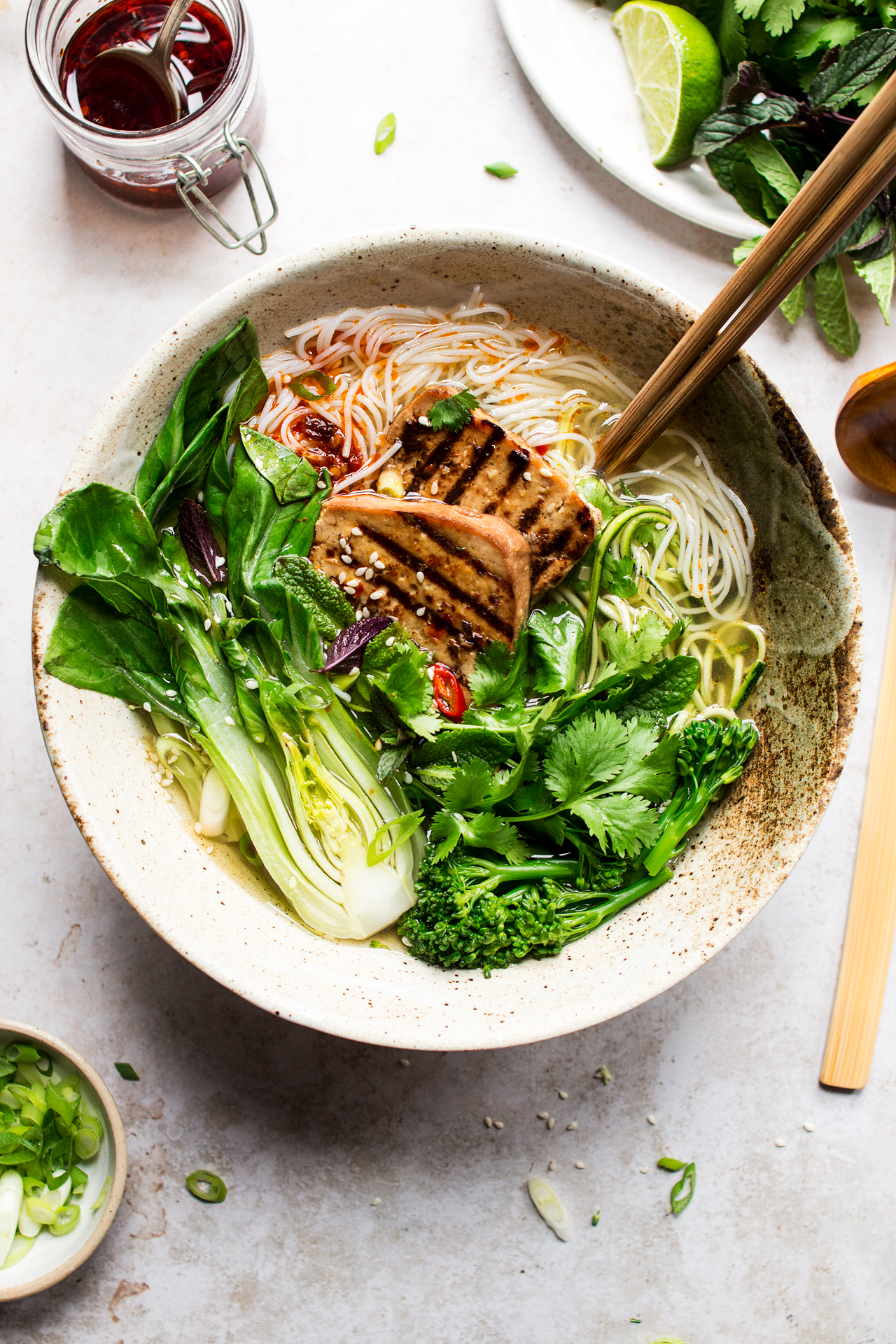 vegan lemongrass soup closeup