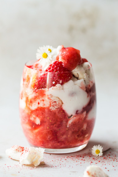 vegan eton mess glass portion